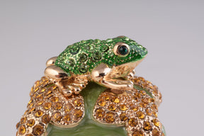 Keren Kopal Green Box with Frog Trinket Box
