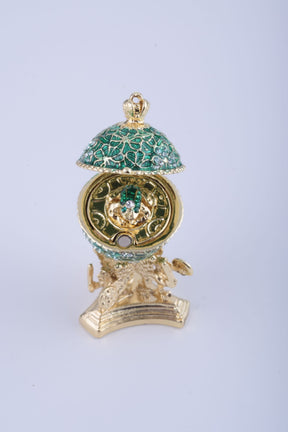 Keren Kopal Green Faberge Egg with a Golden Frog Inside