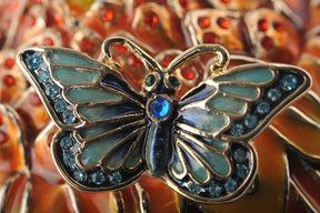 Keren Kopal Green & Yellow Faberge Egg with Blue Butterflies