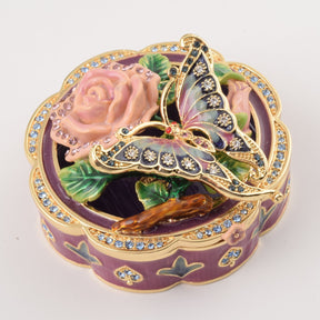 Keren Kopal Butterfly on a Flower Trinket Box