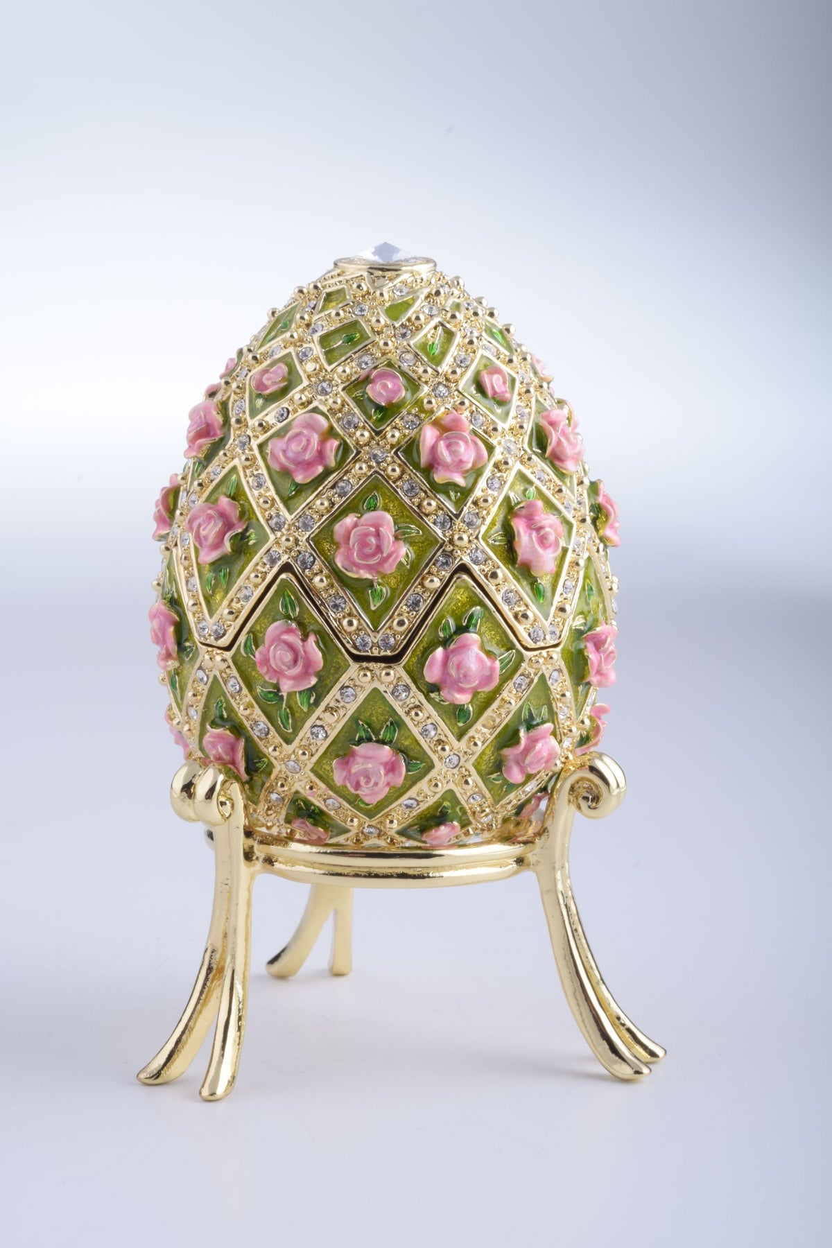 Keren Kopal Pink Roses Faberge Style Egg