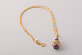 Keren Kopal Purple & Gold Egg Pendant Necklace
