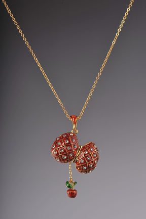 Keren Kopal Red Egg Pendant with a Surprise Apple Inside