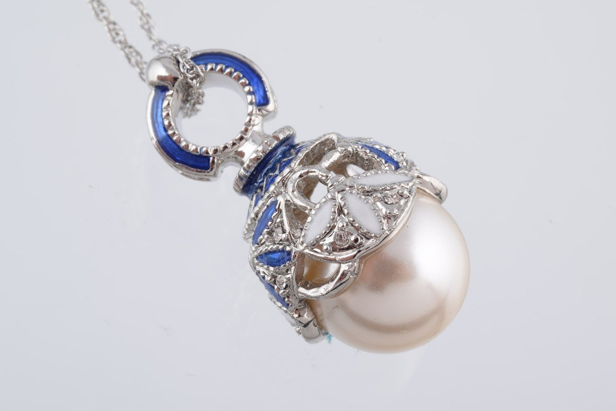 Keren Kopal Silver & Blue Pearl Egg Pendant Necklace