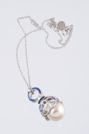 Keren Kopal Silver & Blue Pearl Egg Pendant Necklace