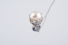 Keren Kopal Silver & Blue Pearl Egg Pendant Necklace