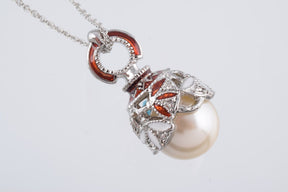 Keren Kopal Silver & Red Pearl Egg Pendant Necklace