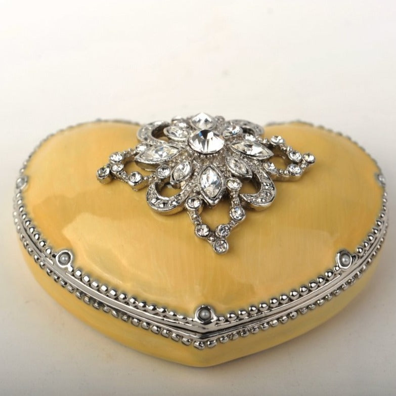 Keren Kopal Yellow Heart Shaped Trinket Box