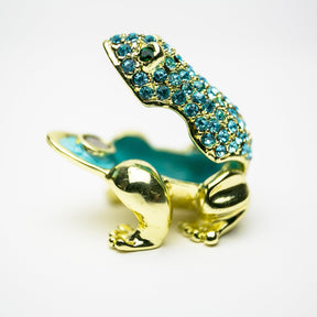 Keren Kopal Gold Frog Decorated with Blue Crystals